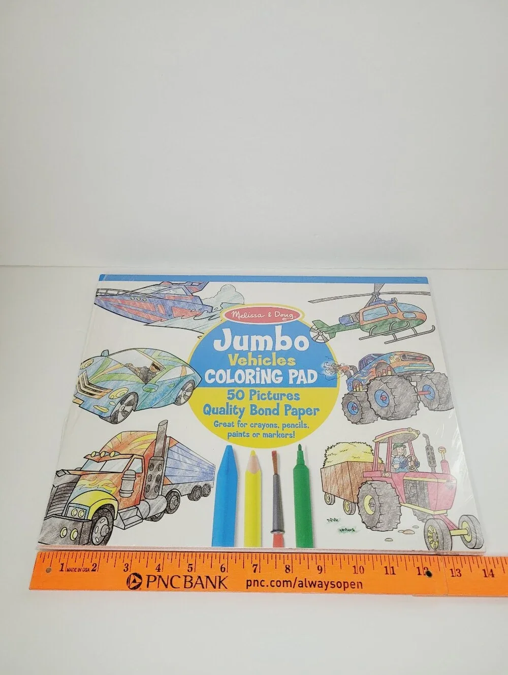 Melissa & Doug 2 PACK Jumbo ANIMAL and VEHICLE Coloring Pad Book Bond Paper NEW